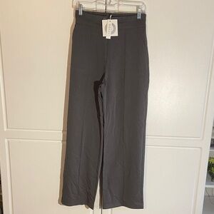 High-Waist Straight Leg Gray Pants